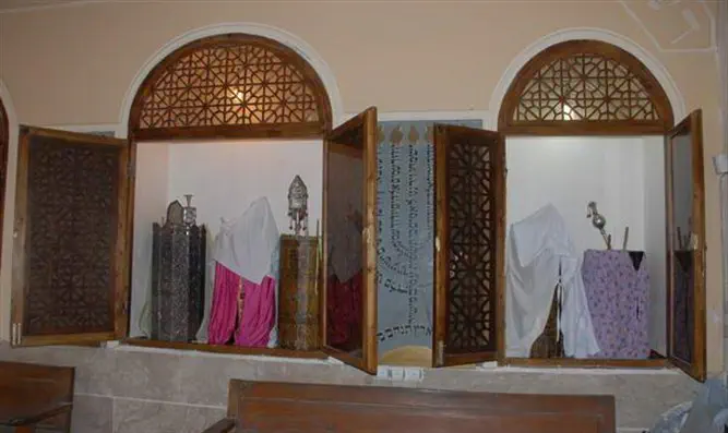 Torah scrolls inside Ezra Yagoub synagogue in Tehran