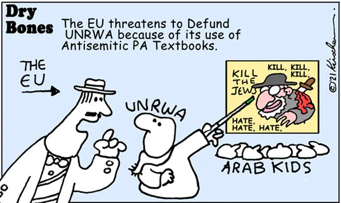 Dry Bones - EU defunding UNRWA due to textbooks