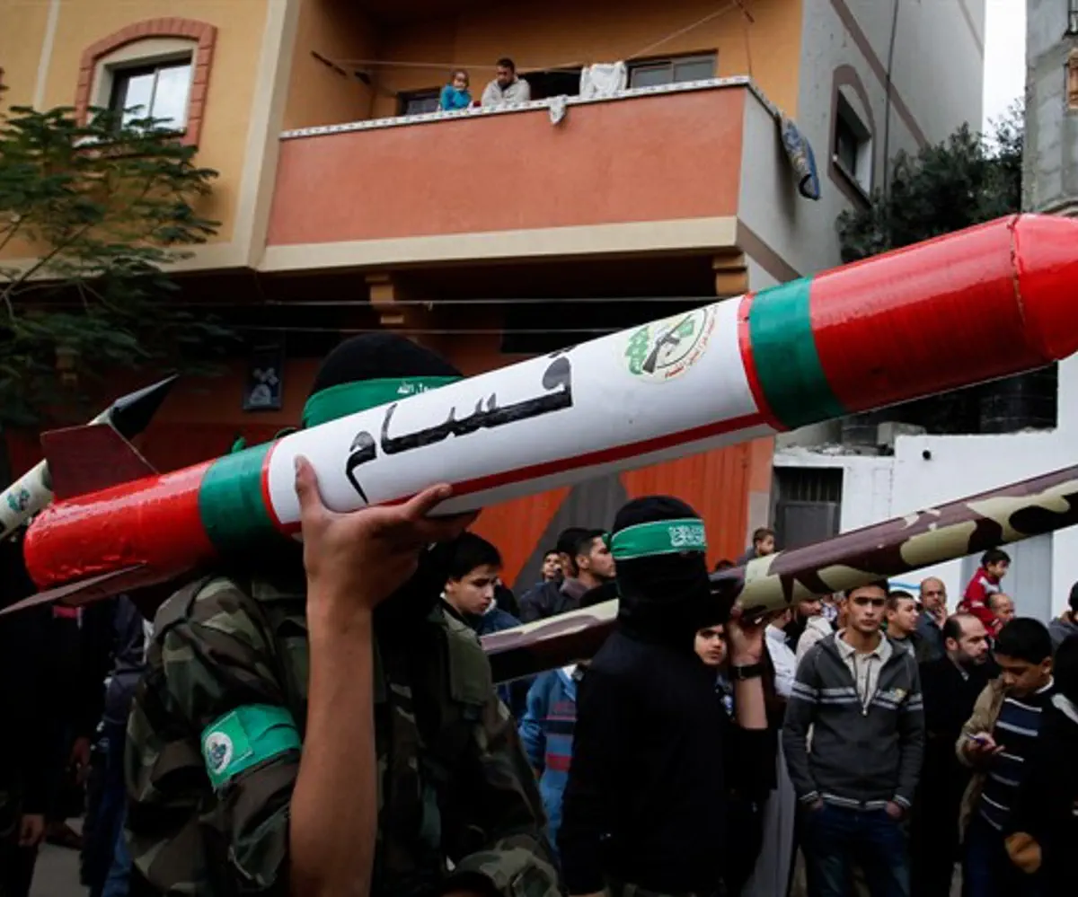 Hamas terrorists parade rockets in Gaza