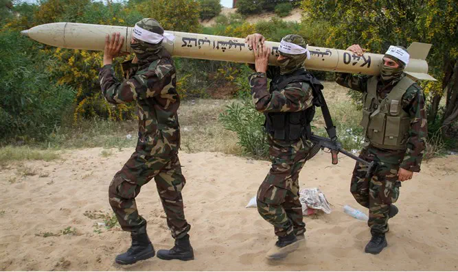 Gaza terrorists with domestic missile