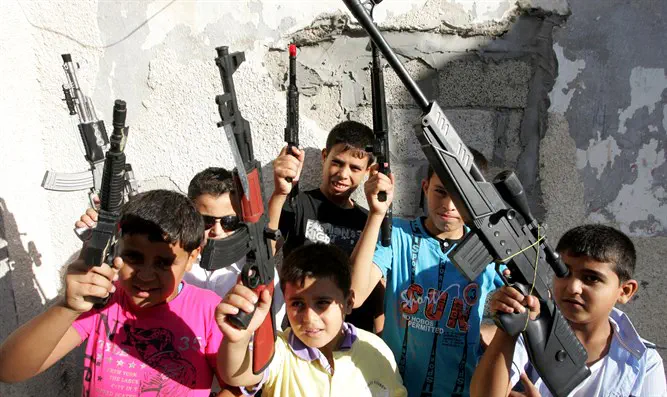 Culture of violence? Palestinian Arab children play with toy guns