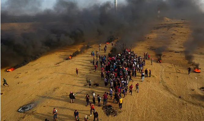 Drone view of Gaza border riot