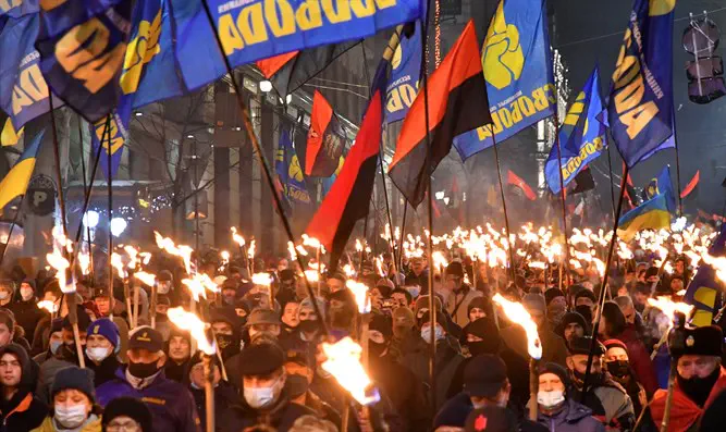 Annual event in honor of Stepan Bandera march through Kyiv, Ukraine